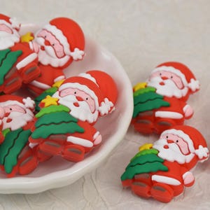 3D Santa Claus Focal Silicone Beads,Christmas Tree Focus Beads,DIY Loose Beads For Pen,Jewelry Beads