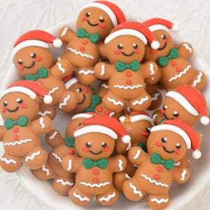 3D Gingerbread Man Christmas Focal Silicone Beads,DIY Loose Pen Bead,Focus Gifts Beads,Jewelry Accessories,Craft Supplies,Lanyard Beads