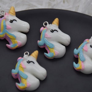 10 Resin/Plastic Unicorn Cabochons,Christmas Tree Ornament,Party Decoration,Kawaii Decoden Cute Animal Charms,28mmx23mm