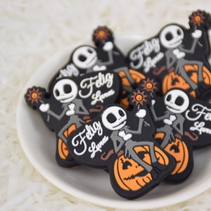 ハロウィンゴーストパンプキンフォーカルシリコンビーズ、DIYペンルースビーズ、ギフトチャームビーズ、ジュエリーアクセサリー、クラフト用品、ストラップ、キーチェーンビーズ