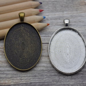 5pcs metal oval pendant tray,bezel base setting,tray base setting,fit for 30x40mm cabochons,cameo