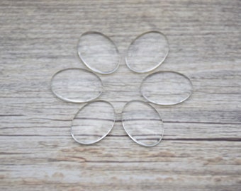 20Pcs 18x13mm oval clear glass cabochons,transparent circle domed magnifying glass cabochon covers