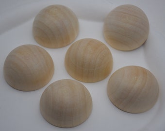 Bolas de madera semidivididas de 40 mm, bolas de cúpula, división de bolas, media bola, encantos de madera natural, cuentas de madera semicirculares sin terminar, proyecto de artesanías de madera diy