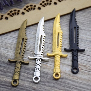 10 Knife Katana Sword Charm Pendant Necklace Ornament Bracelet Decoration Earring Crafts 67mm*19mm