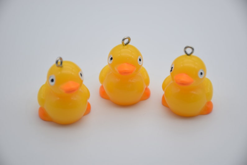 6 ResinPlastic Yellow Duck Cabochons,Christmas Tree Ornament,Party Decoration,Kawaii Decoden Cute Animal Charms,27mmx22mmx20mm