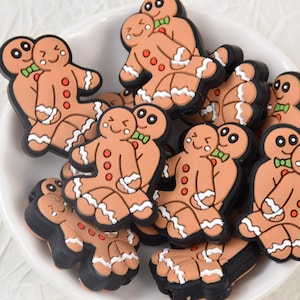 Gingerbread Man Christmas Focal Silicone Beads,DIY Loose Pen Bead,Focus Gifts Beads,Jewelry Accessories,Craft Supplies,Lanyard Beads