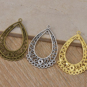 Metal Filigree Teardrop Pendants,Relief Jewelry Accessories,Earring Connector Charm,Necklace Bracelet Decor Supplies,DIY Crafts