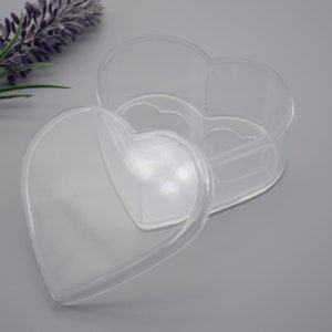 4PCS 75mmx70mmx33mm(height) Heart Clear Plastic Boxes,Box With Lid,Organizer Storage Box,Clear Display Cases,Transparent Container Box AB43