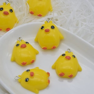 8 Resin/Plastic Yellow Chicken Chick Cabochons,Christmas Tree Ornament,Party Decoration,Kawaii Decoden Cute Animal Charms,30mmx27mm