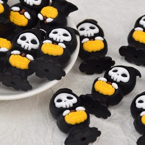 Cuentas de silicona 3D de calabaza de Halloween con fantasma espeluznante, cuentas focales de calavera y murciélago, cuentas sueltas para bolígrafo, cuentas para regalos, cuentas para cordón, cuentas al por mayor
