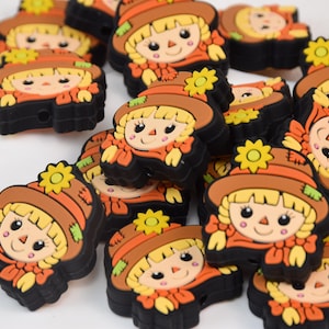 Scarecrow Girl Focal Silicone Beads,DIY Pen Bead,Gifts Charm Beads,Jewelry Accessories,Craft Supplies,Wristlet,Keychain,Lanyard Beads