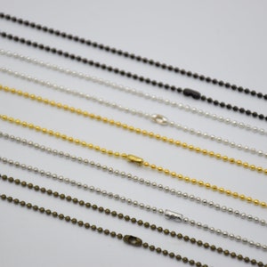 10 Kugelkette Halskette mit Verbindungsstück Verschluss, 1,5 mm 18-Zoll-oder 30-Zoll-Metallkugelkette,Perlenkette,zarte Kette,Schmuckkette,fertige Kette