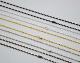 10 ball chain necklace with connector clasp,1.5mm 18 inch or 30 inch metal ball chain,bead chain,delicate chain,jewelry chain,finished chain