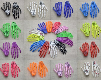 Pick Colors-20Pcs 72mmx42mm Plastic Skeleton Hand With Metal Clip,Skull Hand Hair Alligator Clip