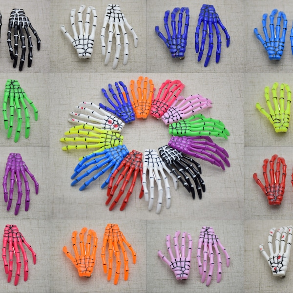 Pick Colors-20Pcs 72mmx42mm Plastic Skeleton Hand With Metal Clip,Skull Hand Hair Alligator Clip
