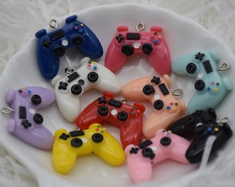 10 Harz / Kunststoff Videospiel Controller Cabochons,Xbox / PS Ständer,Spiel Bundle Ornament, Kawaii Decoden niedliche Charms Anhänger, 27mmx22mm