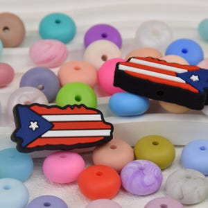 Unabhängigkeitstag USA Flagge Amerikanische Karte Fokal Silikon Perlen,Patriotische DIY Fokus Stift Perle,lose Perlen,Geschenke Anhänger,Armband,Lanyard Perlen