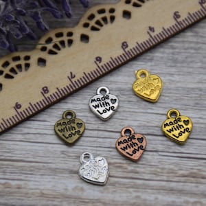 50 Heart Tag Charms Pendants Earring Necklace Bracelet Craft 12mm*10mm
