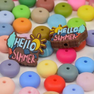 Perline in silicone Hello Summer Focal, perline fai da te Sunshine per penna, perline Focus da regalo, accessori per gioielli, cordini, portachiavi, perline per borse