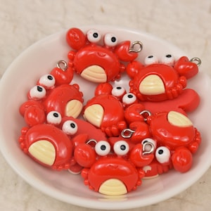Crab Resin Pendants,Animal Plastic Charms,Jewelry Making Supply,Decoden Findings,DIY Jewelry Earring Necklace Bracelet