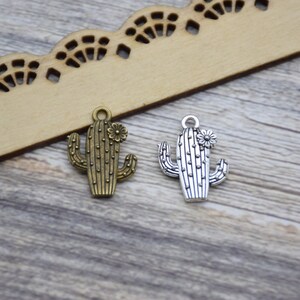 10 Ciondoli a forma di cactus, a forma di fiore di cactus, pianta del deserto, cactus saguaro, succulento in vaso, ciondolo per collana, bracciale e orecchino, 20 mm*16 mm