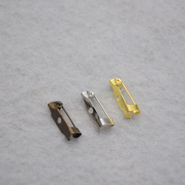 100 brooch back bar pins,brooch pin clasps,safety pin,holes safe brooch pin,bar pin clips,back bar pins,pin backs,badge clips,15x5mm