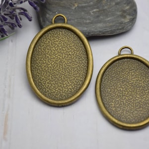 5pcs metal oval pendant tray,bezel base setting,tray base setting,fit for 28x39mm cabochons,cameo