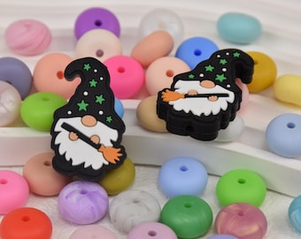 Perline in silicone a forma di gnomo di Halloween, perline fai da te a forma di scopa di strega, perline focali, perline sciolte, ciondoli con perline da regalo, braccialetti, perline da cordino