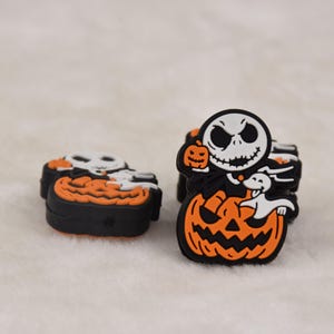 Cuentas de silicona con forma de calabaza fantasma de Halloween, cuentas focales de esqueleto espeluznante, cuentas sueltas para bolígrafo, cuentas para regalos de enfoque, cuentas para cordón, cuentas para dijes, venta al por mayor