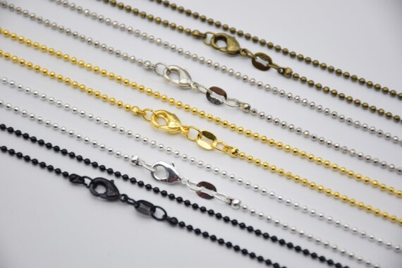 10 ball chain necklace with lobster clasp,1.5mm 18 inch or 20 inch metal ball chain,bead chain,delicate chain,jewelry chain,finished chain