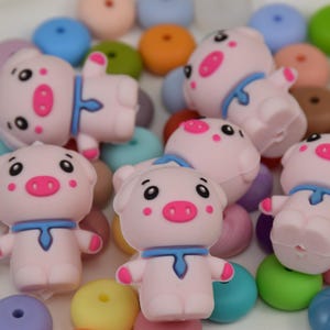 3D Pig Focal Silikonowe Koraliki, Cartoon Animal DIY Focus Pen Koraliki, Prezenty Charms, Biżuteria Akcesoria, Materiały Rzemieślnicze, Bransoletka, Koraliki Smyczkowe