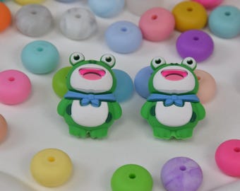Cuentas de silicona de rana 3D, cuentas focales de animales, regalos para bolígrafos con cuentas