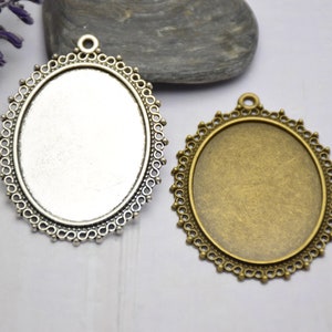 5pcs metal oval pendant tray,bezel base setting,tray base setting,fit for 30x40mm cabochons,cameo