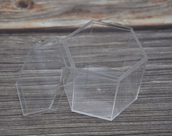 透明プラスチック 六角形収納ボックス 79個 2PCS 65mmx60mmx55mm 六角形透明プラスチックボックス、蓋付きボックス