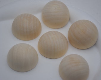 Bolas de madera media dividida de 35 mm, bolas de cúpula, bola dividida, media bola, encantos de madera natural, cuentas de madera media redonda sin terminar, proyecto de artesanías de madera DIY
