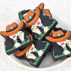 Western Cowgirl Hat Focal Silicone Beads,DIY Pen Loose Bead,Gifts Charms Beads,Jewelry Accessories,Craft Supplies,Lanyard,Keychain,Bag Beads