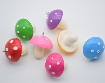Mix Colors-6 Resin/Plastic Mushroom Cabochons,Christmas Tree Ornament,Party Decor,House Decoration,Kawaii Decoden Cute Charms,31mmx31mm