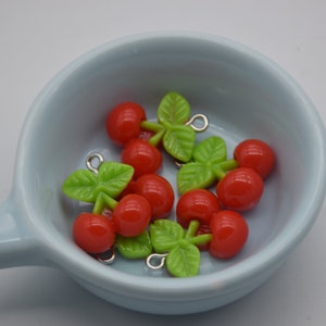 10 Resin/Plastic Cherry Cabochons,Christmas Tree Ornament,Party Decor,House Decoration,Kawaii Decoden Cute Fruit Charms,20mmx17mm