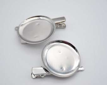 10 metal dark silver brooch with alligator clip,brooch pin back,safety pin,hair pin,round pad brooch safety pin with hair clips,35mm disk