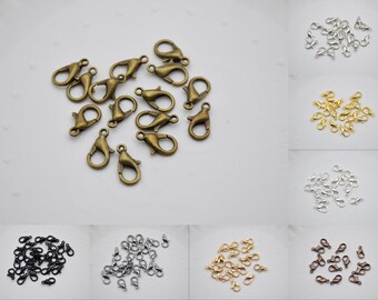 100 metal lobster claw clasp,lobster clasp,end clasp,closure clasp,fasten end connector,jewelry clasp-12mm