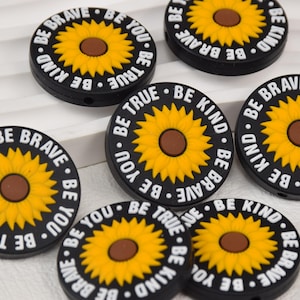 Sii gentile, sii coraggioso, sii te stesso, sii vero, perline in silicone focali, perline fai da te a forma di girasole, perline focali ciondoli, accessori per gioielli, perline per cordino