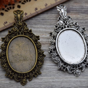 2pcs metal oval pendant tray,bezel base setting,tray base setting,fit for 22x30mm cabochons,cameo