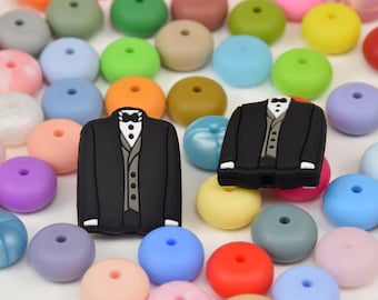 Men Suit Shape Focal Silicone Beads,Blazer Jacket DIY Pen Loose Bead,Gifts Focus Beads,Jewelry Accessories,Lanyard,keycain,Bag Beads