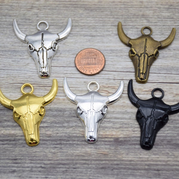 10 Bull Head Charm Cow Charm Cattle Pendentif Buffalo Western Charm 42mm * 36mm