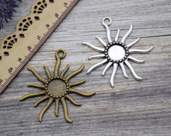 5 Sun Charm Sunburst Charm Starburst Charm Sunshine Sun With Rays Charm Pendant Necklace Bracelet Earring 50mm*47mm With 12mm Tray