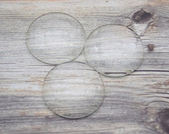 5Pcs 50mm round clear glass cabochons,transparent circle domed magnifying glass cabochon covers