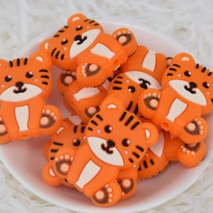 Cartoon Tiger Tier Fokal Silikon Perlen, DIY Stift Lose Perlen, Geschenke Charms Perlen, Schmuck Zubehör, Handwerk Liefert, Schlüsselband Perlen