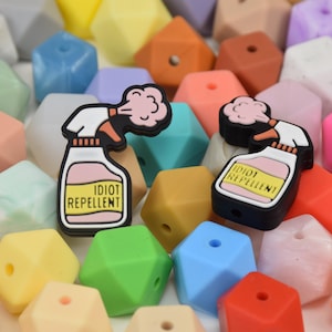 Idiot Repellent Focal Silicone Beads,Spray Bottle DIY Focus Pen Bead,Loose Beads,Gifts Beads,Jewelry Accessories,Wristlet,Lanyard Beads