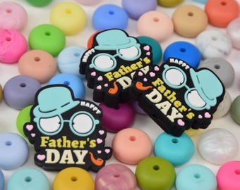 Dad Focal Silicone Beads,Happy Father's Day DIY Focus Pen Bead,Loose Gift Beads,Jewelry Accessories,Craft Supplies,Wristlet,Lanyard Beads