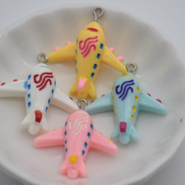 10 Resin/Plastic Airplane Flight Aviation Cabochons,Christmas Tree Ornament,,Kawaii Decoden Crafts,Cute Charms,32mmx29mm